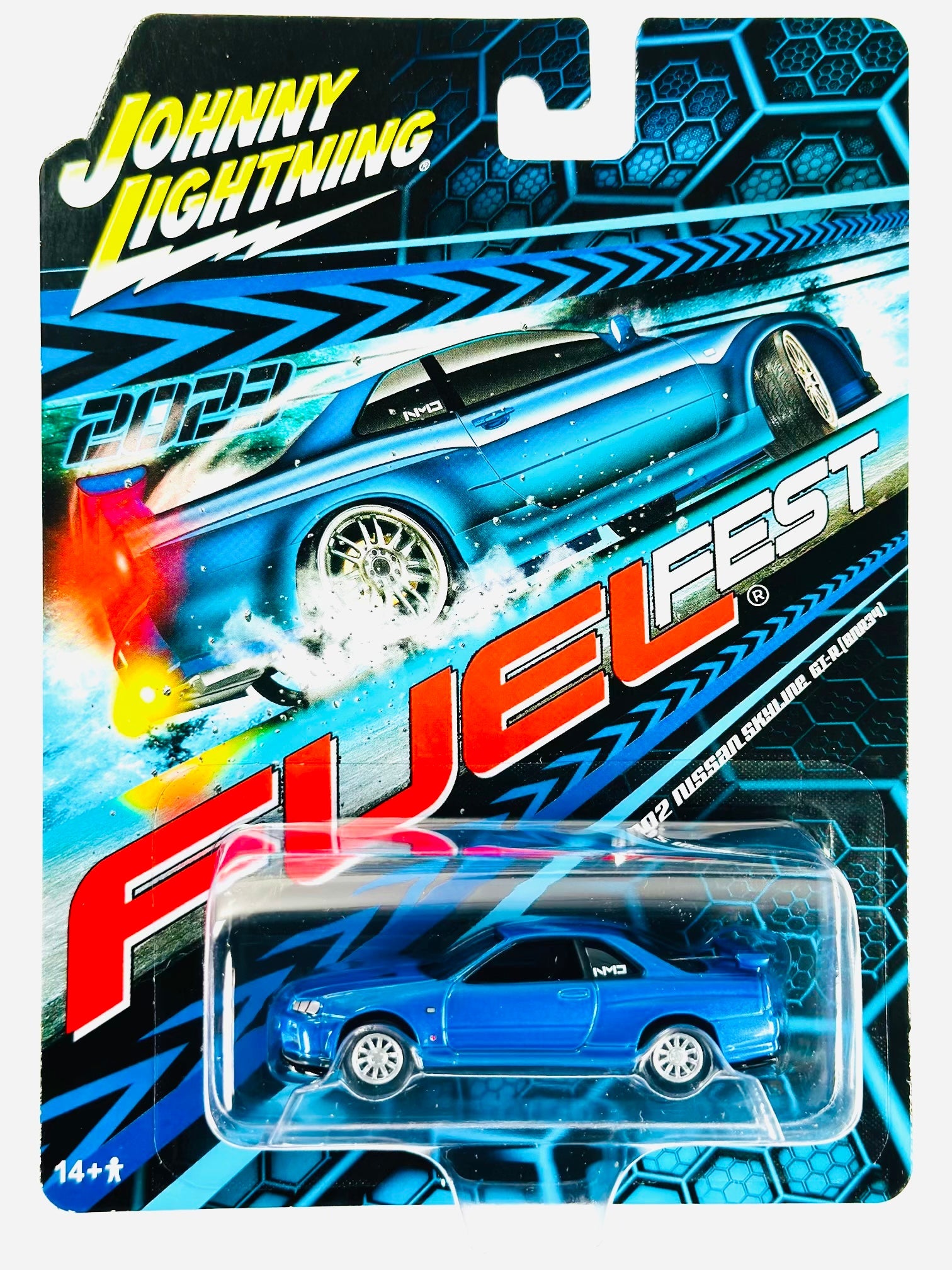 Johnny Lightning 2023 Fuel Fest 2002 Nissan Skyline GTR (BRN34) Blue