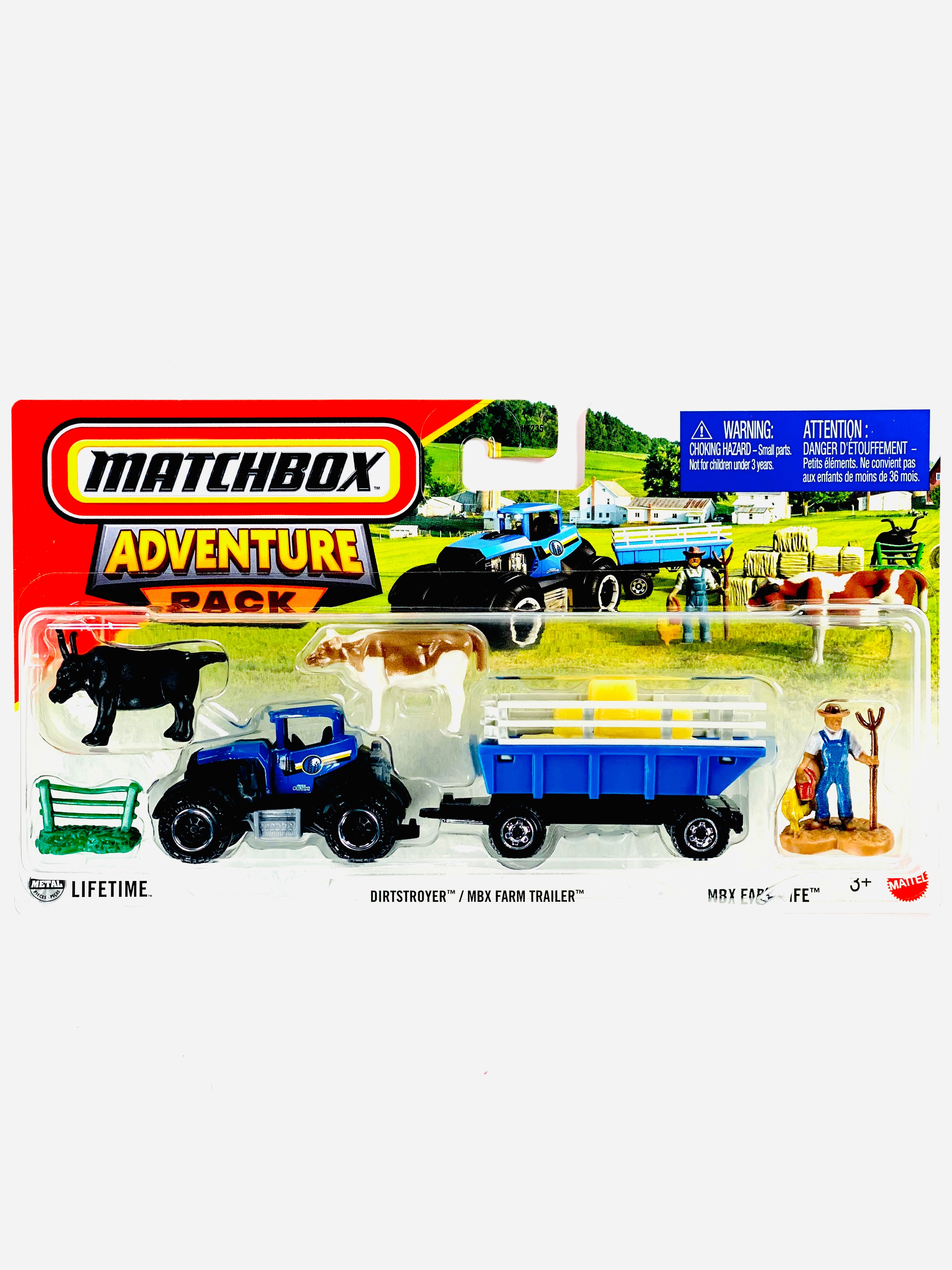 Matchbox 2025 Hitch & Haul Adventure Pack Case M Dirtstroyer W/ MBX Farm Trailer & MBX Farm Life