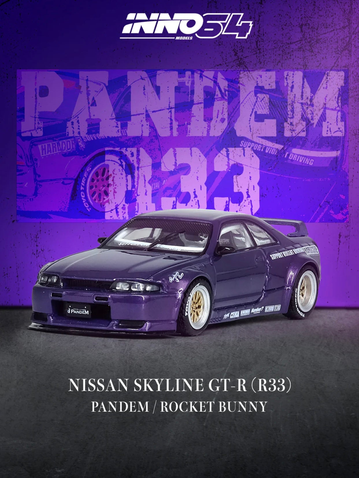 Inno64 Nissan Skyline GTR (R33) "Pandem Rocket Bunny" Purple