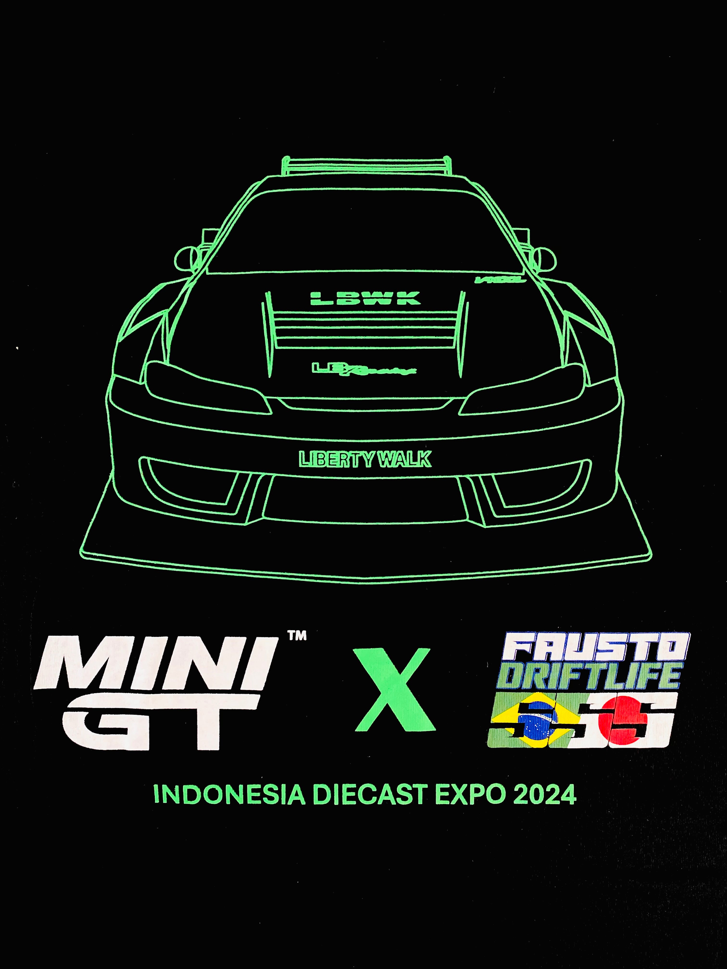 Mini GT x Indonesia Diecast Expo 2024 Licensed T-Shirt Mini GT x Fausto Drift Life 555