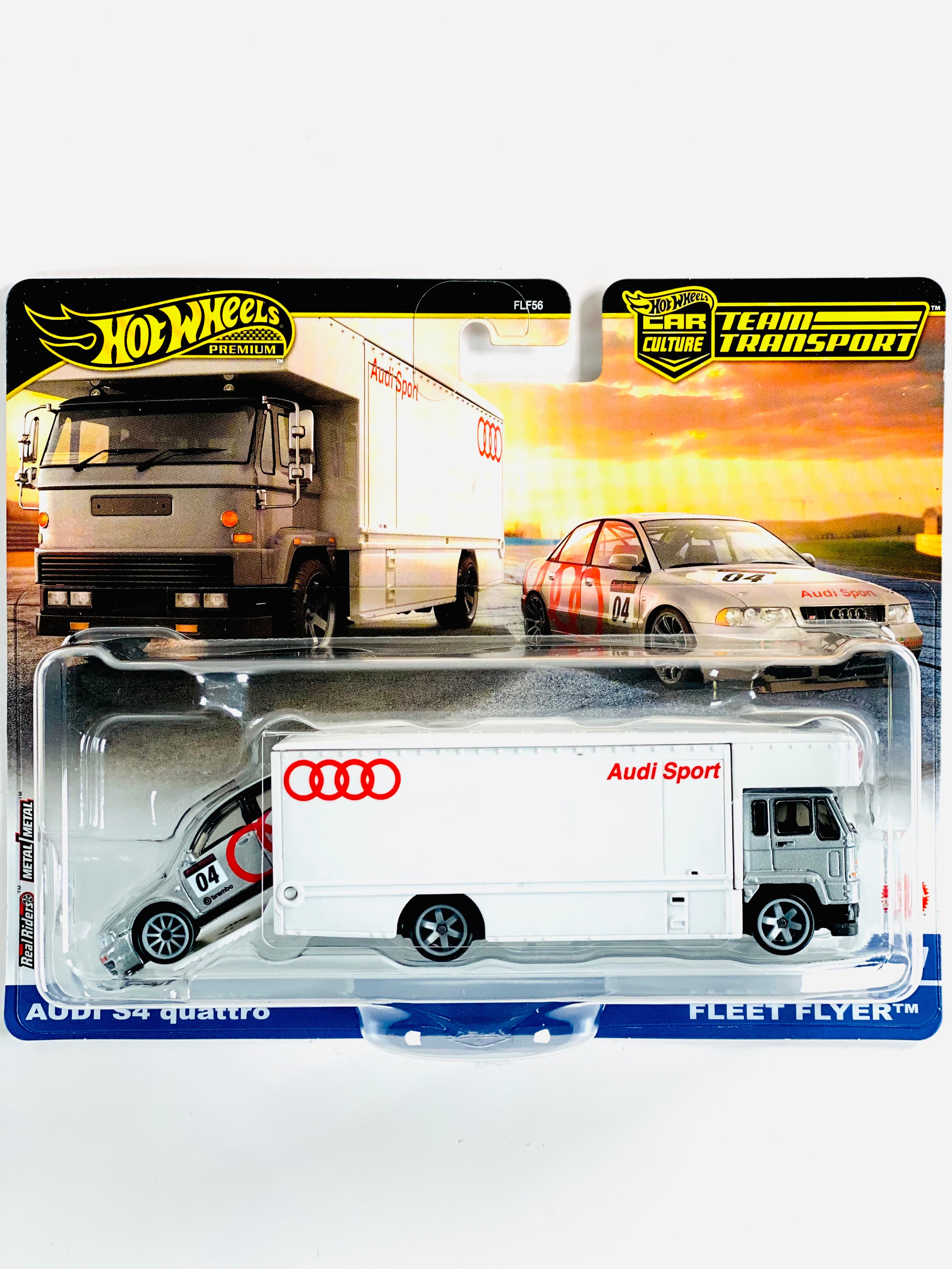 Hot Wheels 2025 Team Transport Case F Audi S4 quattro & Fleet Flyer #77