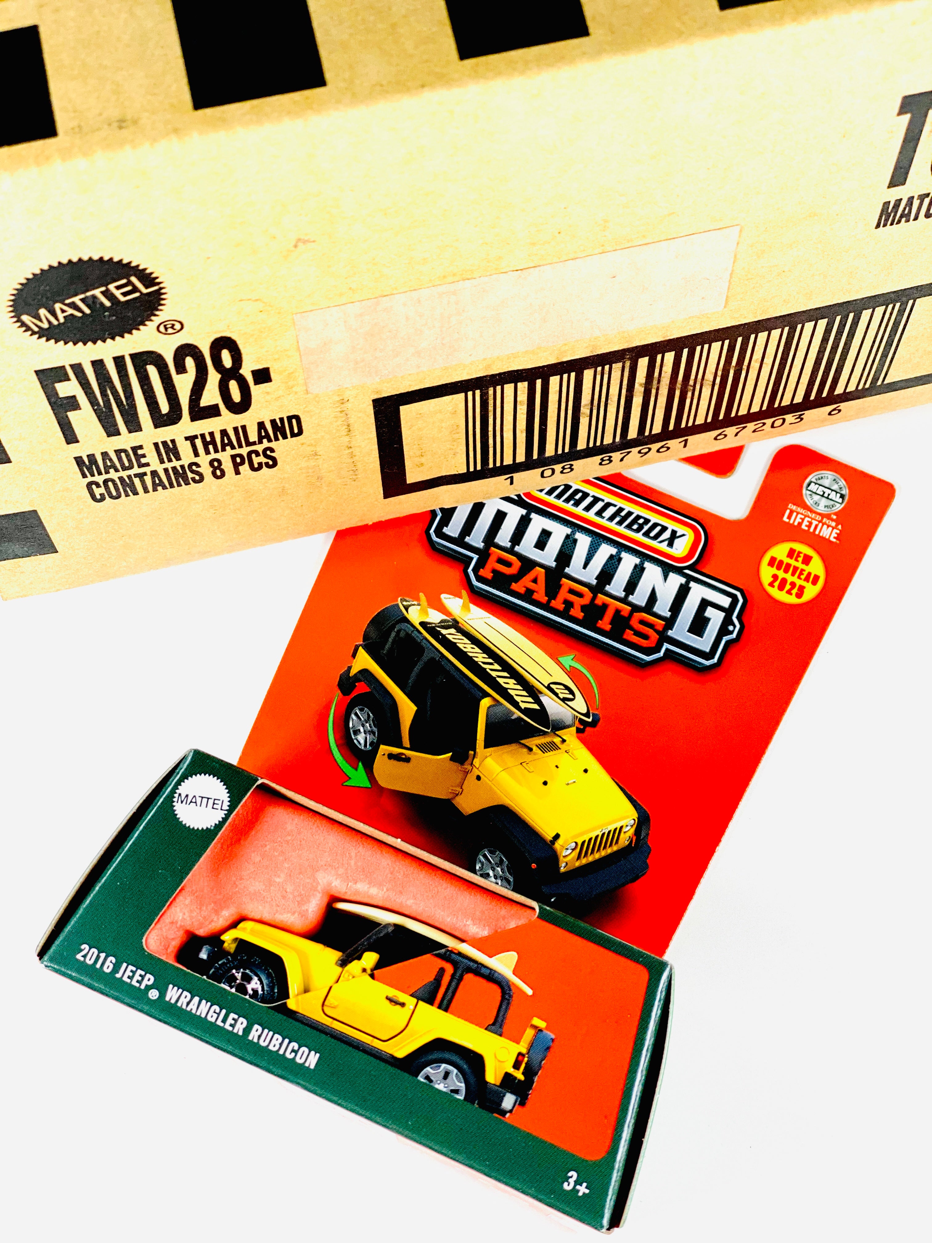 Matchbox 2025 Moving Parts Case C 2016 Jeep Wrangler Rubicon Solid Pack (8 Cars)
