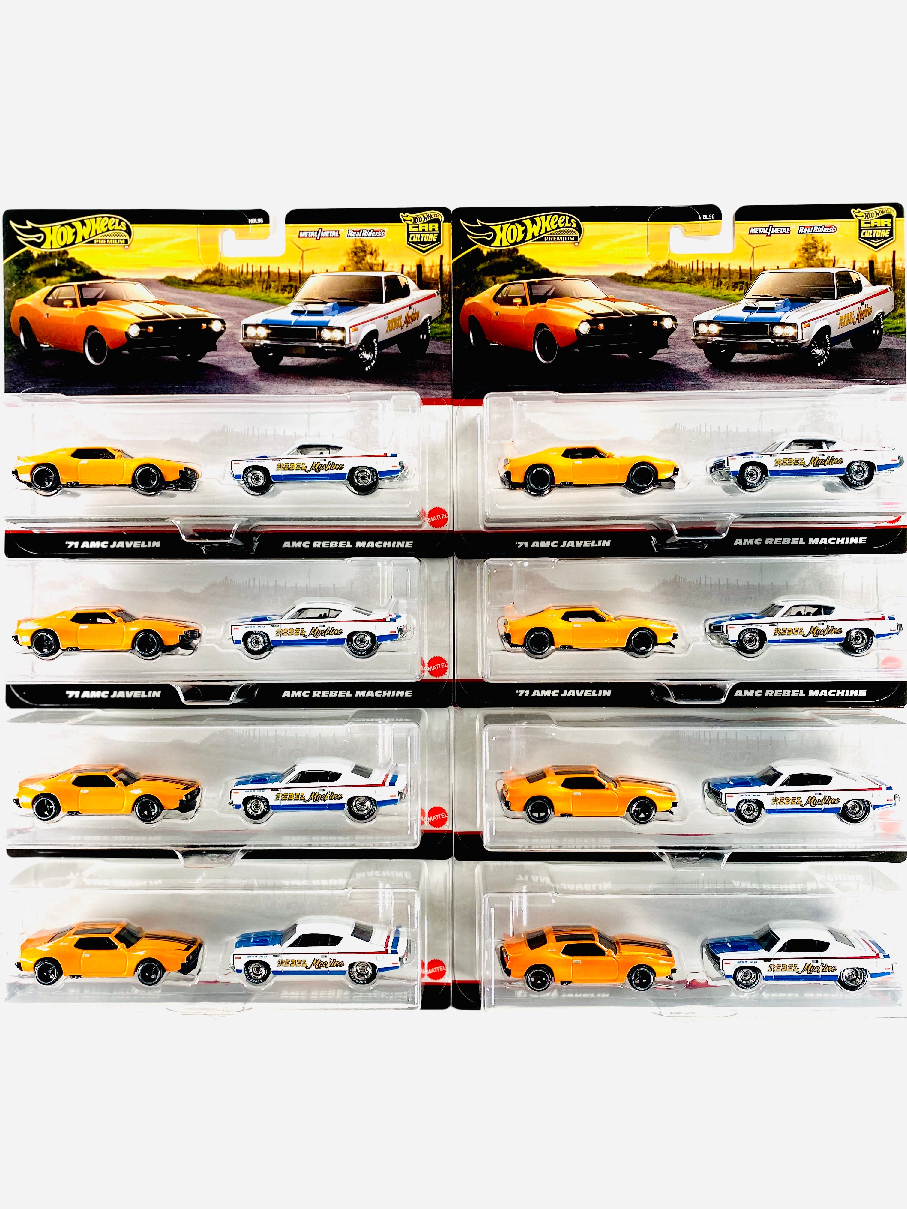 Hot Wheels 2025 Target Exclusive 2 Pack  '71 AMC Javelin & AMC Rebel Machine Solid Pack (8 Pieces) - Damaged