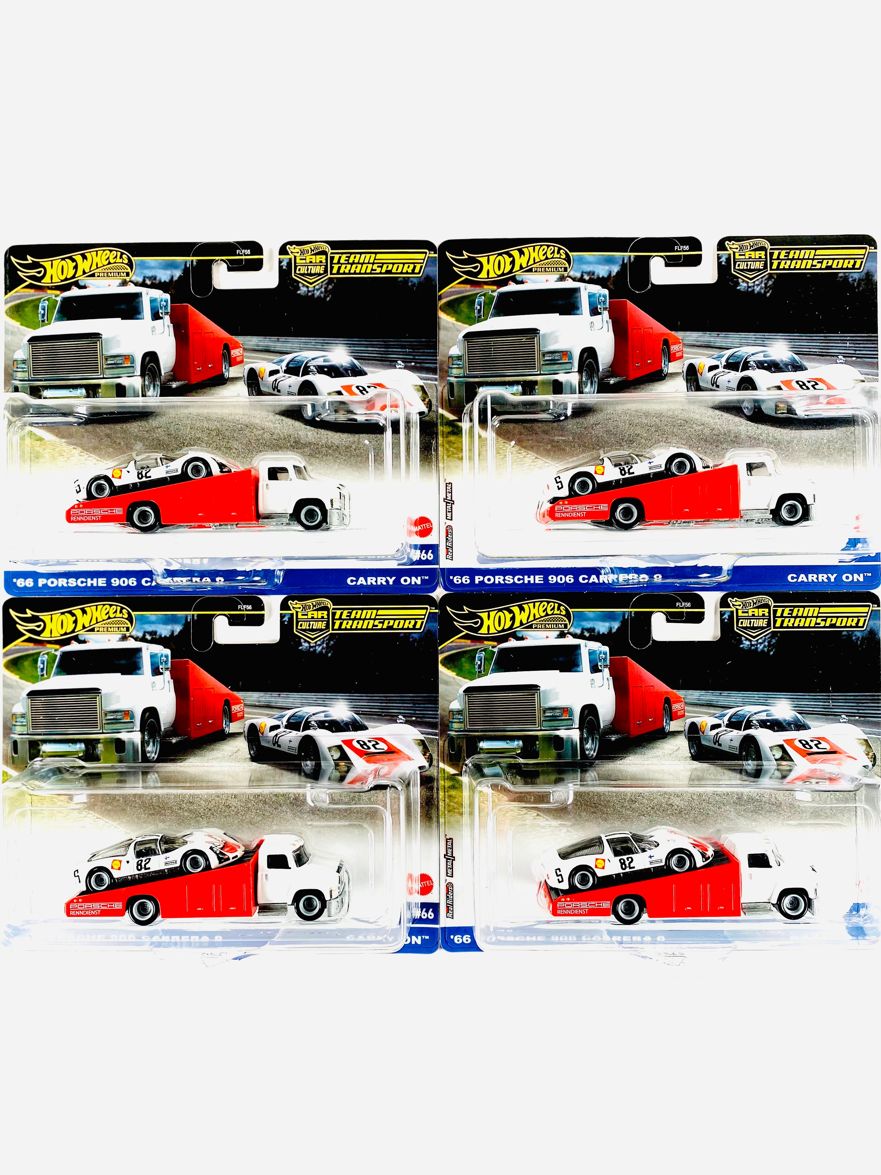 Hot Wheels 2024 Team Transport '66 Porsche 906 Carrera 6 Carry On #66 Solid Pack (4 Cars)