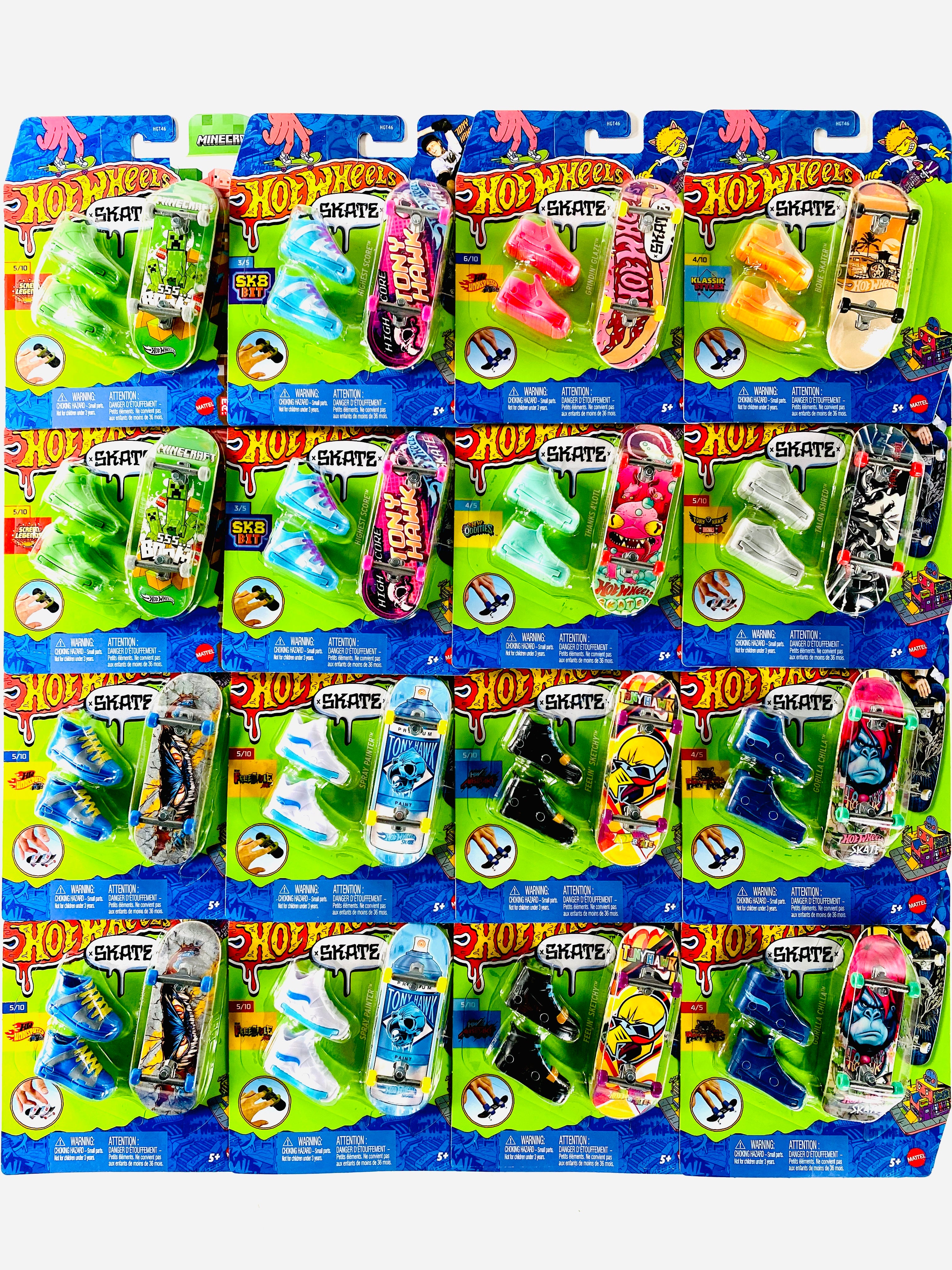 Hot Wheels 2025 Skate Board & Shoe Assortment Case D (16 Pieces)