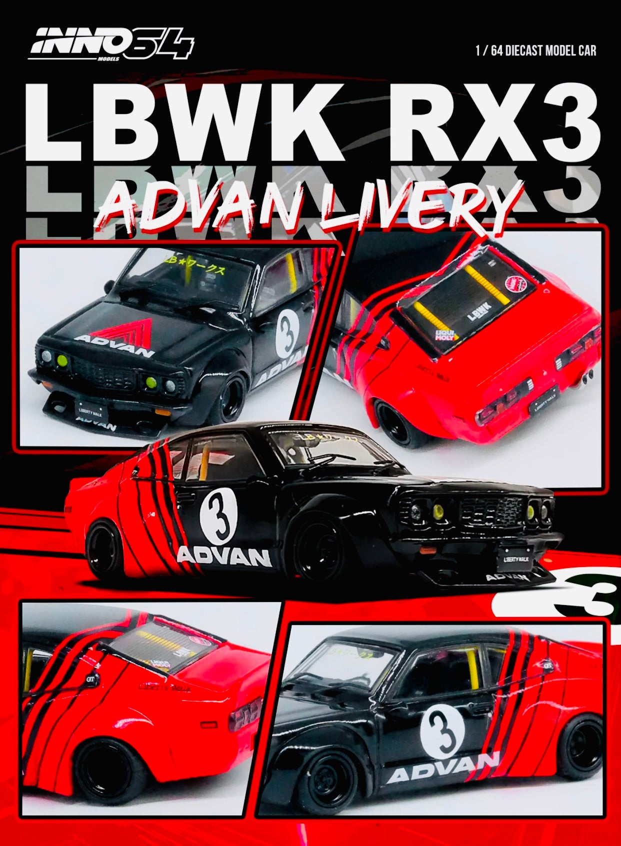 Inno64 LBWK Maxda RX3 Savanna "ADVAN LIVERY"