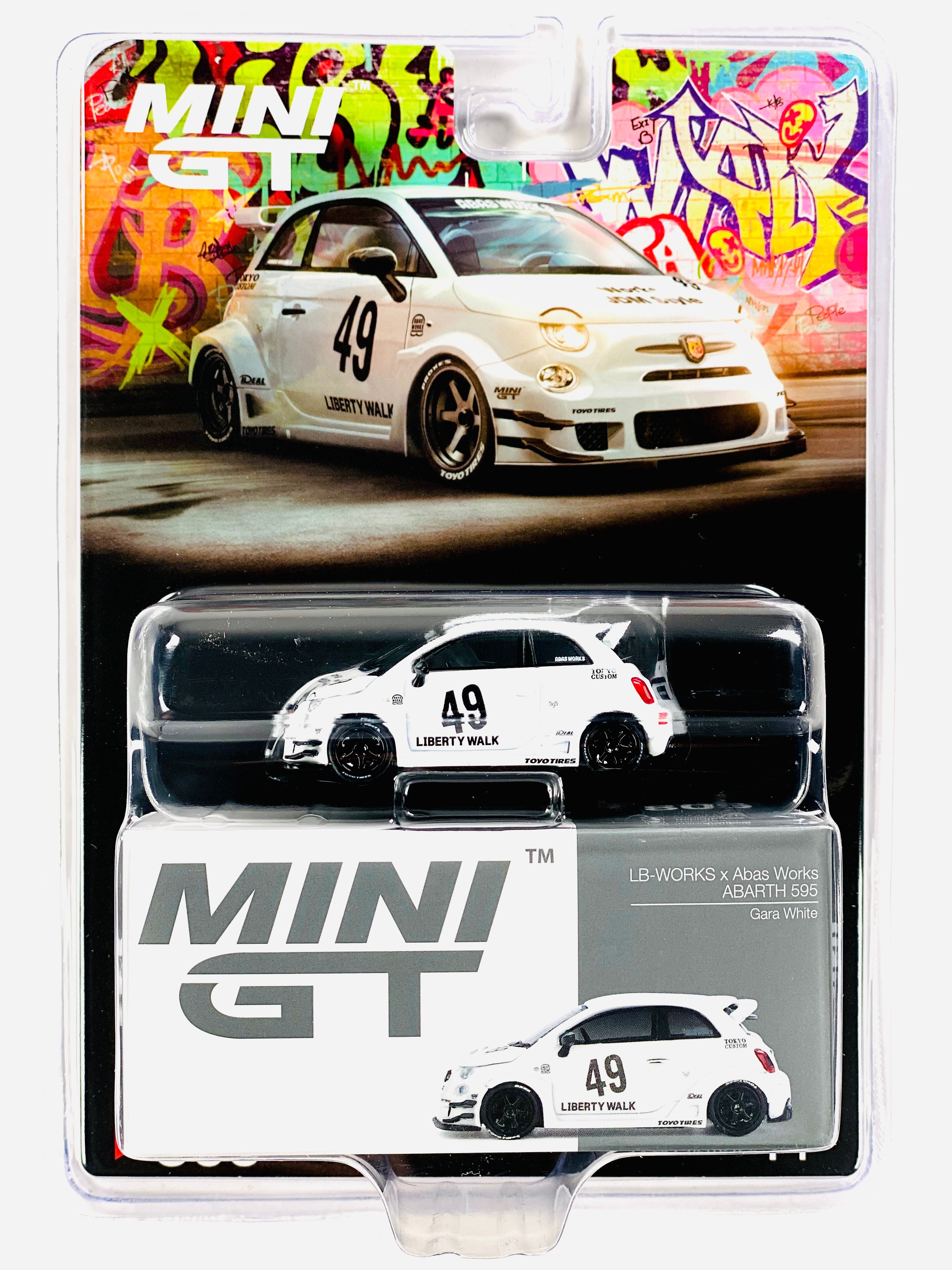 Mini GT Mijo Exclusive LB-WORKS x Abas Works ABARTH 595 Gara White #809