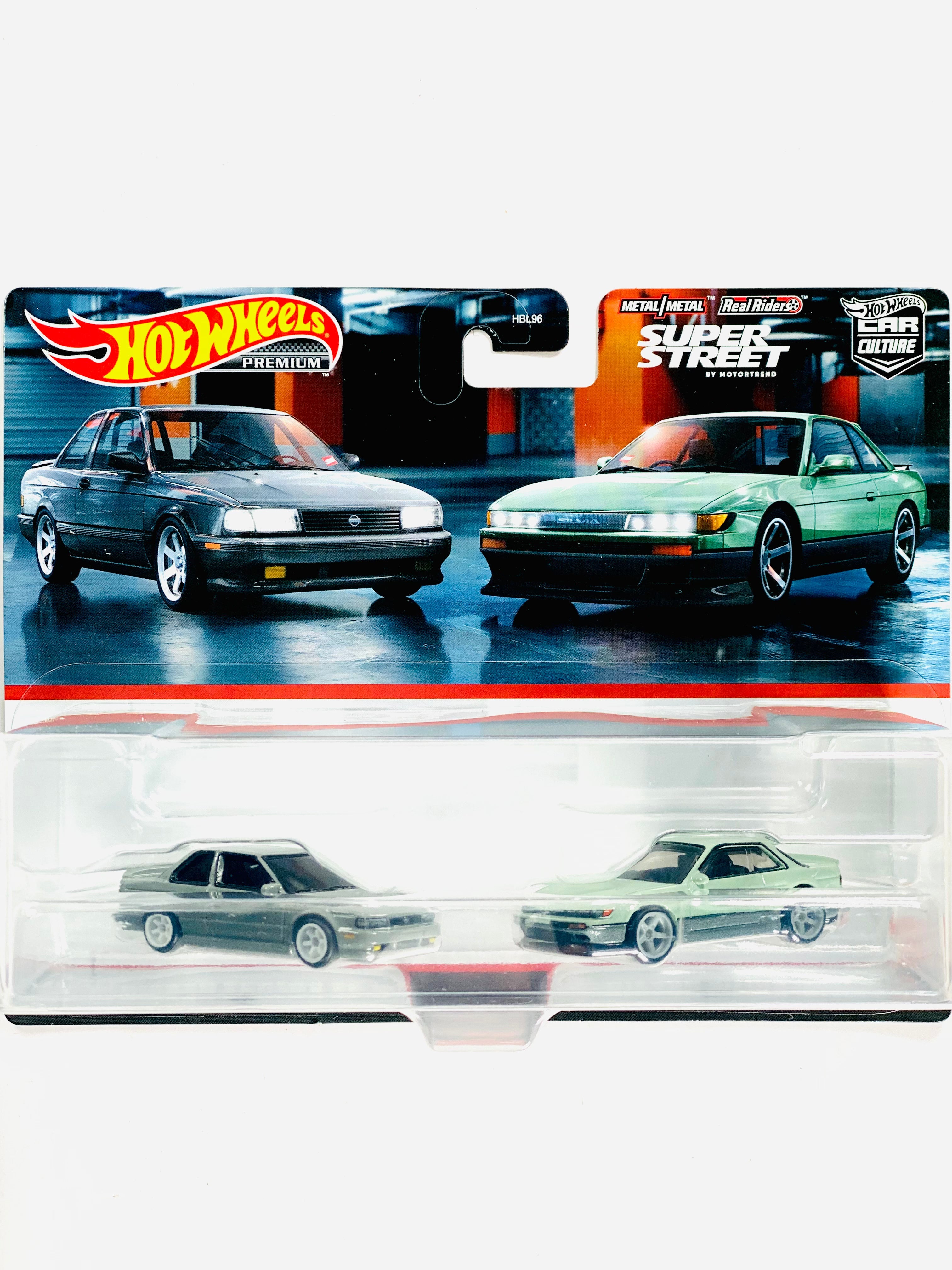 Hot Wheels 2024 Target Exclusive 2 Pack Super Street by Motortrend '91 Nissan Sentra SE-R & Nissan Silvia (S13)- Damaged Card/Blister